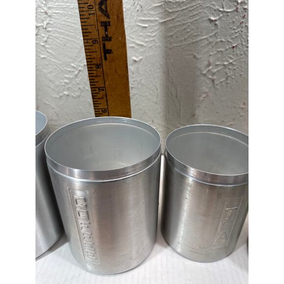 MCM Set of 5 Spun Aluminum Kitchen Canisters Copper Color Lids Made in Italy - Picture 7 of 9